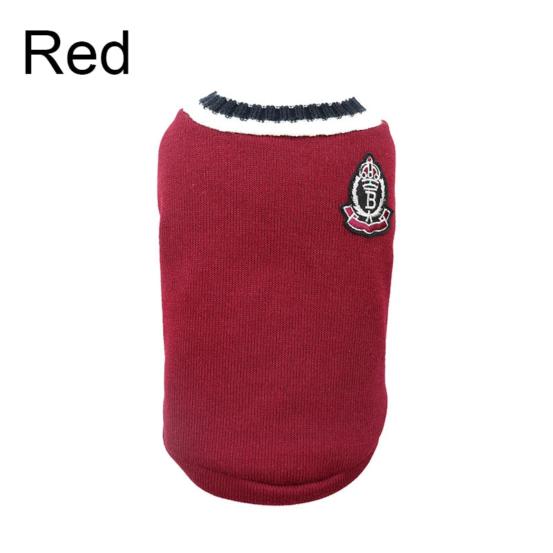 College Style V-Neck Puppy Knitwear for Small Dogs Puppy Vest Clothes Kitty Jacket Outfits