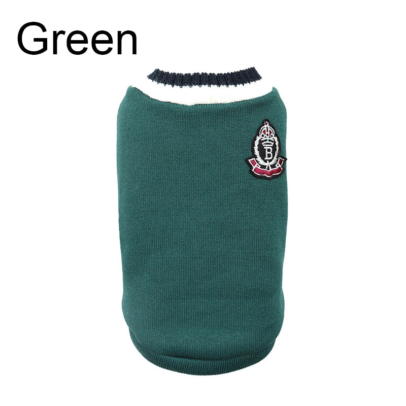 College Style V-Neck Puppy Knitwear for Small Dogs Puppy Vest Clothes Kitty Jacket Outfits