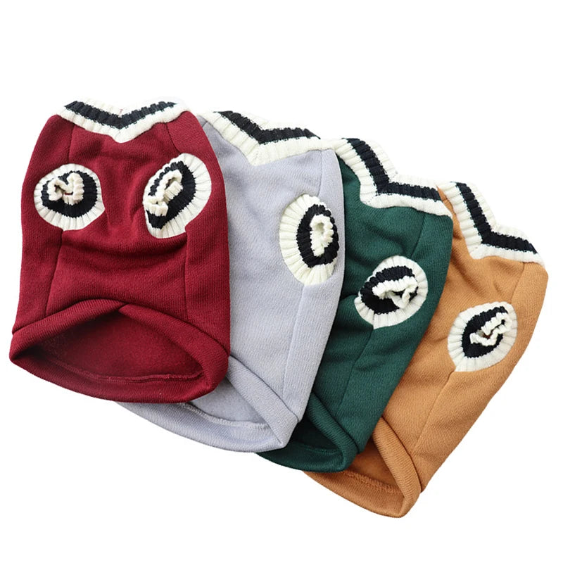 College Style V-Neck Puppy Knitwear for Small Dogs Puppy Vest Clothes Kitty Jacket Outfits