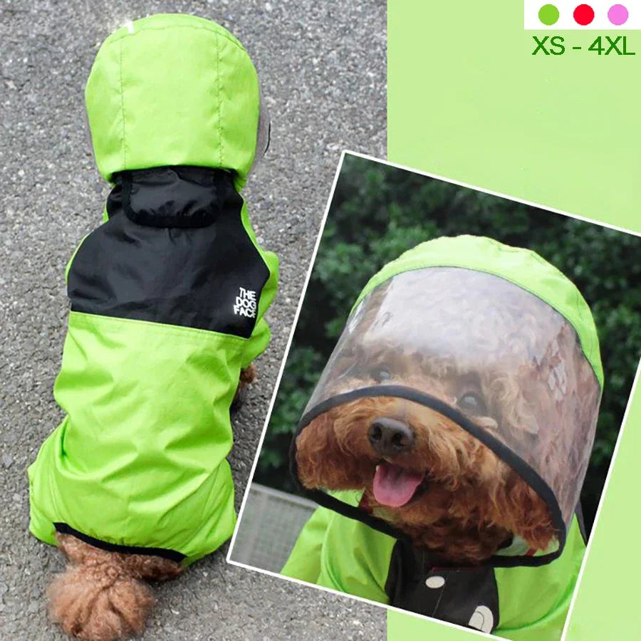 Waterproof Hooded Dog Raincoat – Transparent Jumpsuit for Pets, Cats & Dogs, Water-Resistant Pet Jacket